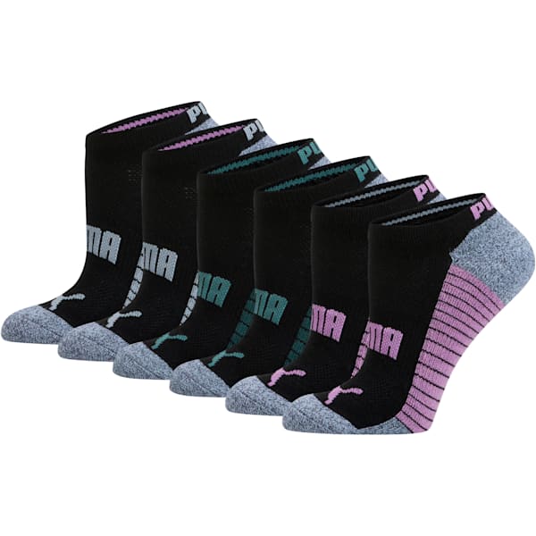 Women's 1/2 Terry Low Cut Socks [6 Pack], BLACK / PURPLE, extralarge